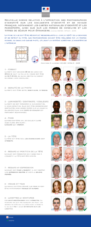 norme photo identité officielle française et européenne, la seyne ( VAR )